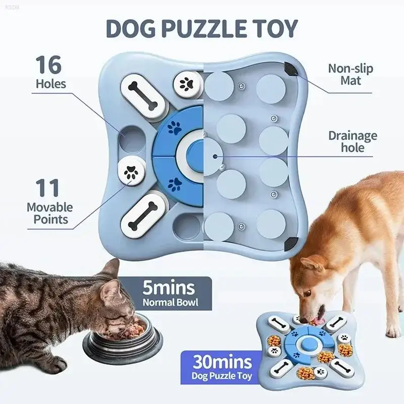 Pet Puzzle Dogs Training Game Slow Feeder Interactive Increase Puppy IQ Food Dispenser Slowly Eating NonSlip Bowl