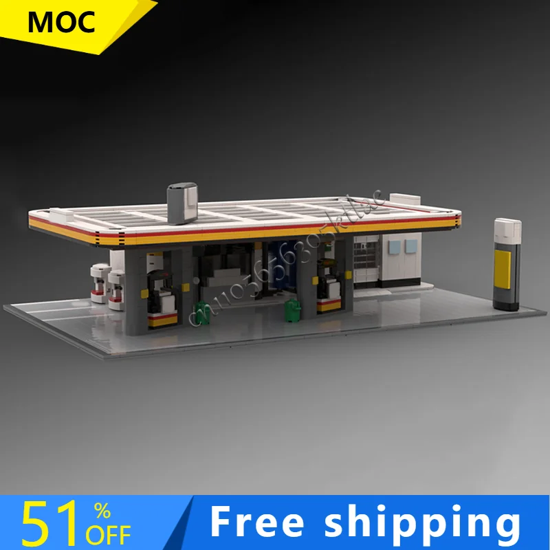 

2175 PCS Modular Luxury Small Gas Station Building Block Model Children Puzzle Assembly Building Blocks Birthday Festival Gift