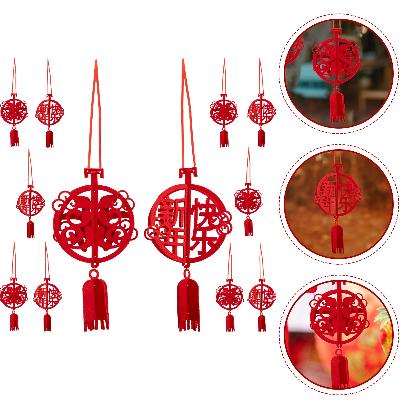

12pcs New Year Pendant Year Pendant Chinese Festival Decorations Non-woven Hanging Spring Autumn Outdoor Indoor Adornment