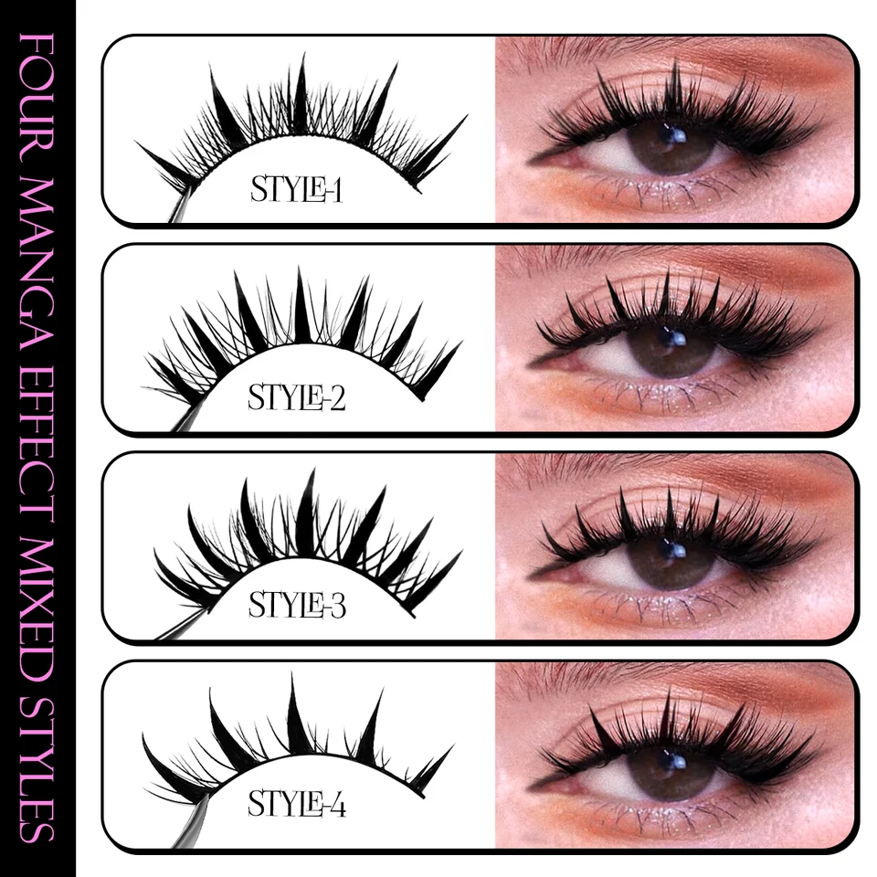 GROINNEYA nuevas pestañas manga naturales 5/7/20 pares, pestañas de visón 3D, suaves, cruzadas, postizas, herramientas de maquillaje para extensiones 5