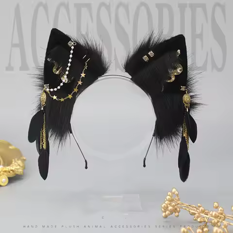 Halloween Gothic Punk Lolita Devil's Horn Wolf Ears Demon Hand-made Anime Party Costume Hairband Cosplay Cat Hair Accessories