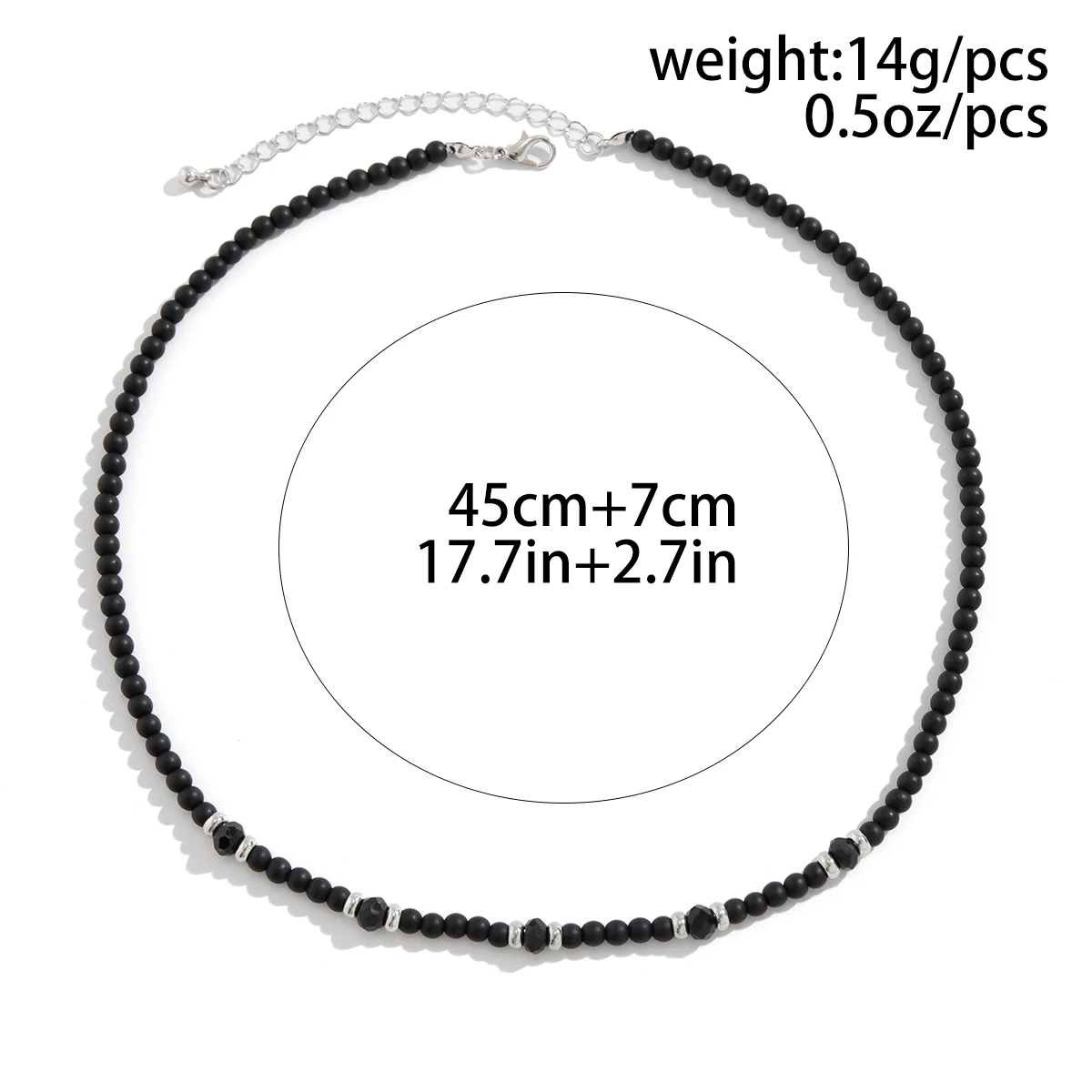 Salircon Punk Black Crystal Bead Clavicle Necklace Men\'s Simple Ethnic Style Bead Chain Choker On Neck Jewelry Gift