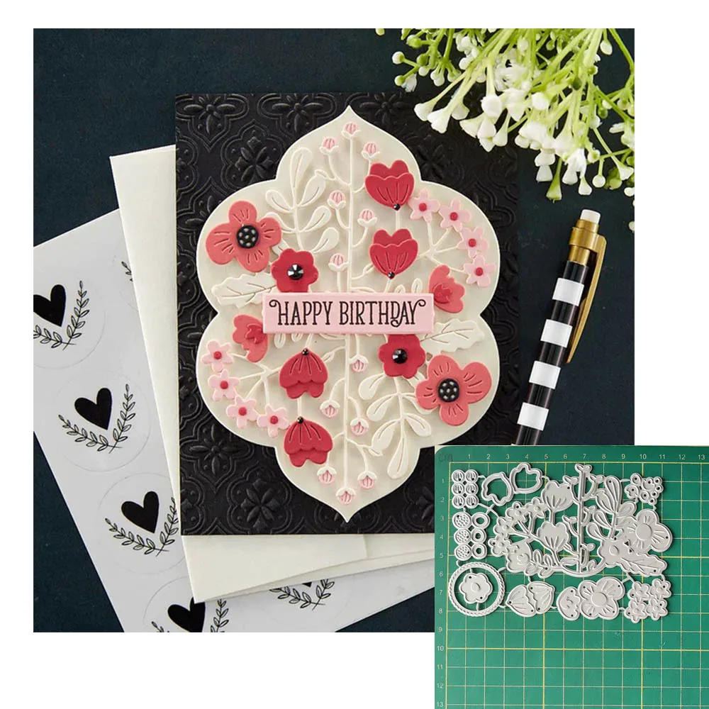 

Flower Grass Combination Metal Cutting Dies DIY Scrapbooking Photo Album Decorative Embossing PaperCard Crafts Die