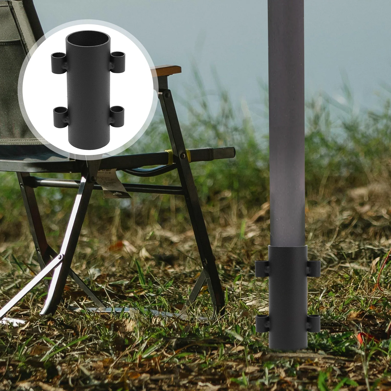 

Camping Tent Pole Holder Awning Rod Support Tarp Pole Fixed Feet Base Canopy Backyard Garden Hiking Fishing Stand Accessories