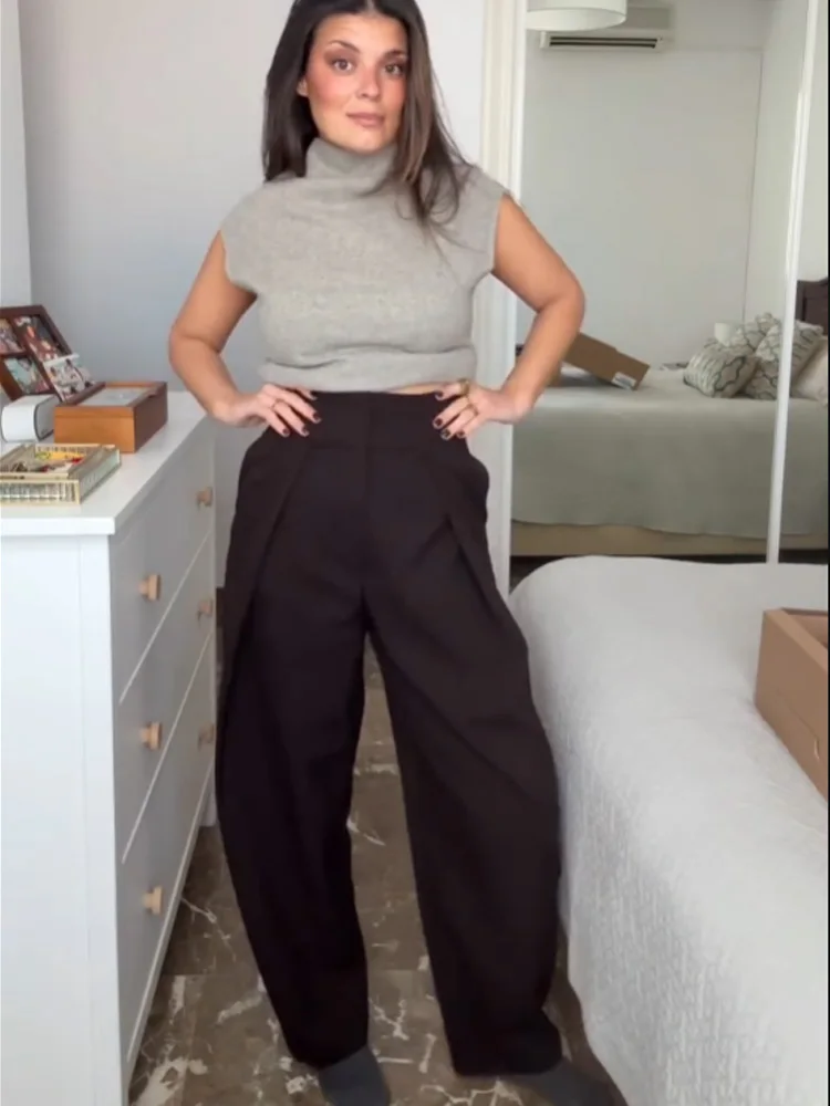 

Женские весенние элегантные винтажные повседневные брюки-баллоны с плиссировкой, на молнии, в уличном стиле, свободные, с карманами, 3 цвета