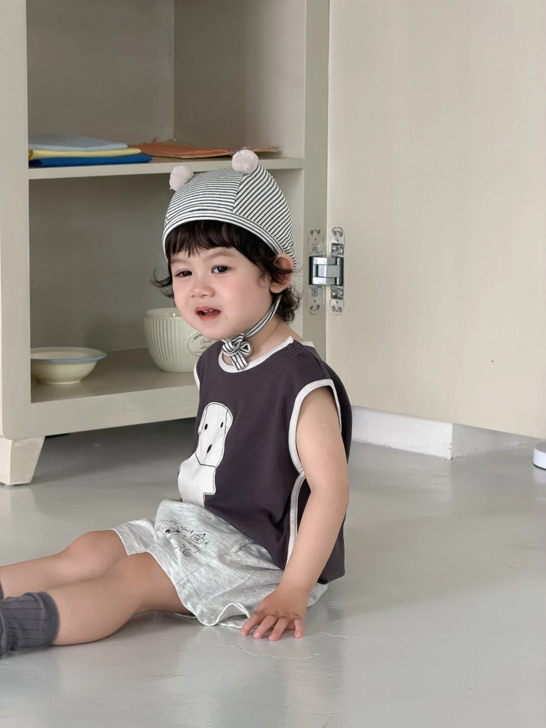 

Летний комплект из 2 предметов для малышей: хлопковый жилет с мультяшным принтом и свободные шорты для девочек и мальчиков, детский спортивный костюм, одежда для детей 0-4 лет