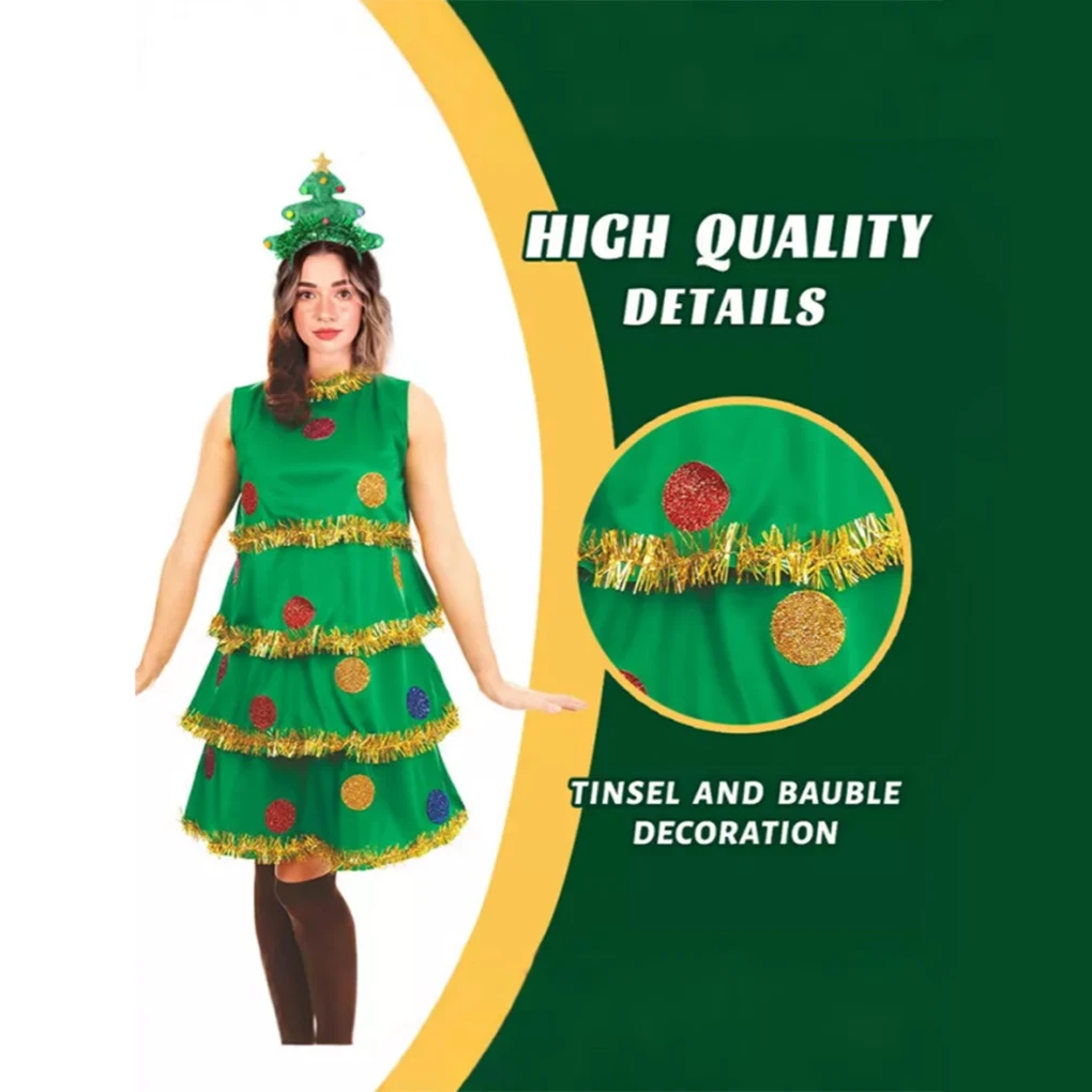 Polyester 2024 Christmas Tree Cosplay Costume For Festive Ornaments Anime 2024 Christmas Dress Adult