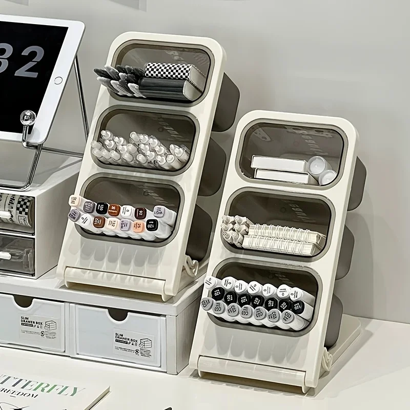 

Настольный органайзер для ручек - Вместительный, наклонный дизайн - Подходит для маркеров и ручек - Ящик для хранения на студенческом или офисном столе