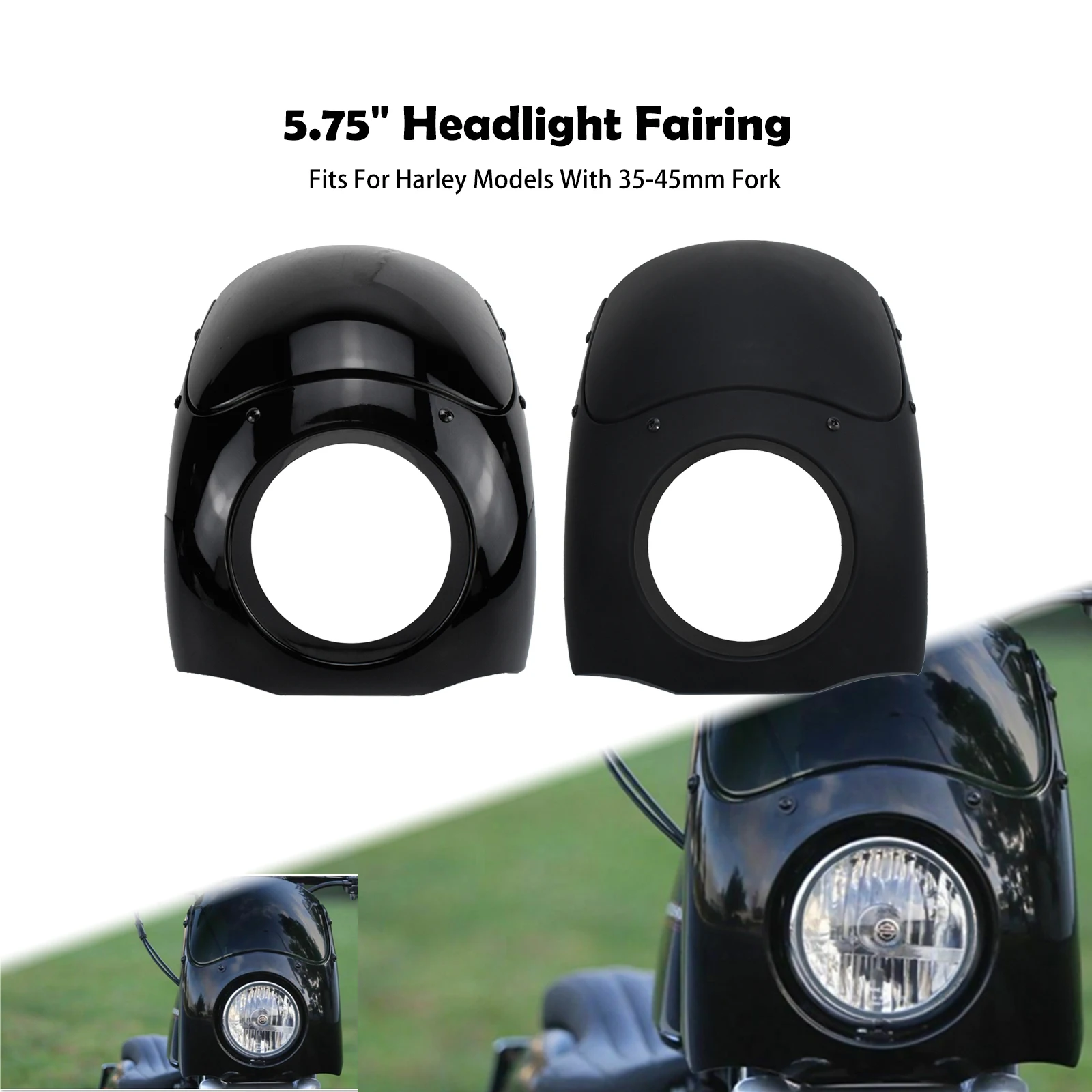 

Motorcycle 5.75" Headlight Fairing Windshield With 35-49MM Fairing Fork Mount For Harley Sportster XL 883 1200 48 Dyna FXR FXD