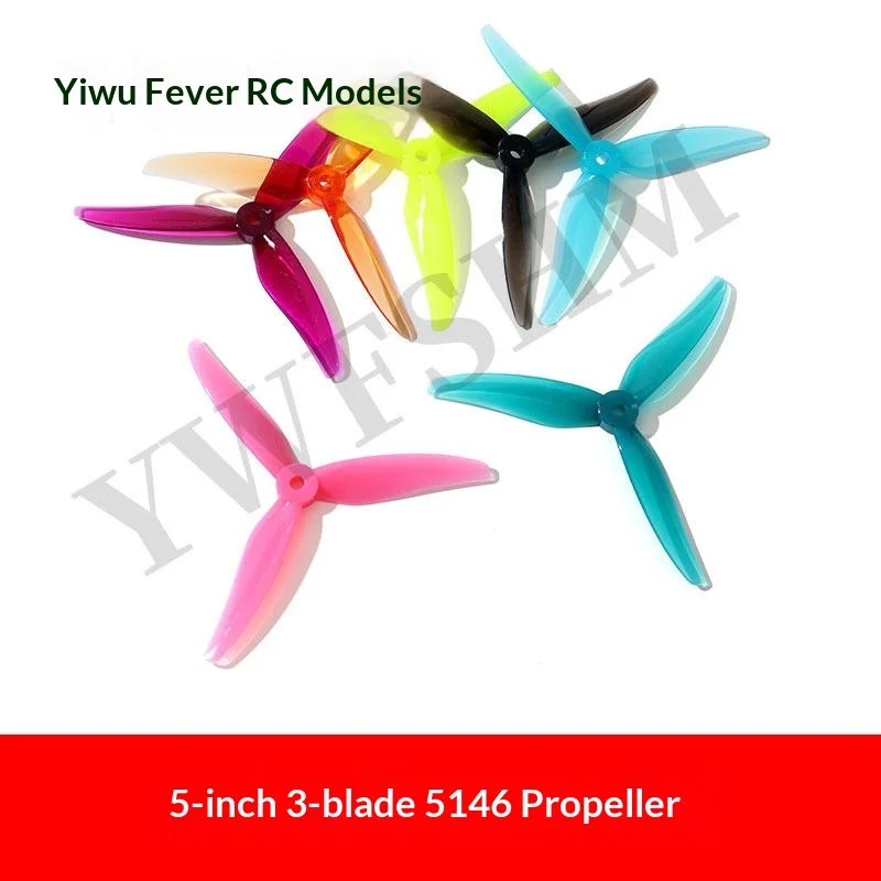 Fpv Drone Propeller F5146 Three Blade 5 Inch Multicolor Transparent Ccw Cw For Freestyle Racing Fixed Wing Aircraft Crash