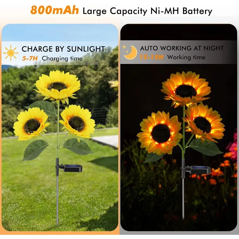 Solar Sunflower Light Garden Light Outdoor Waterproof Solar Plug-in Light for Backyard Access Terrace