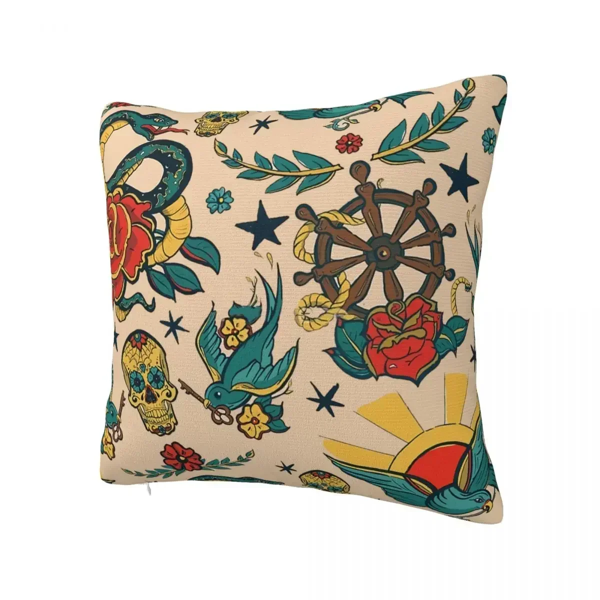 Punk Pattern Design And Illustration Throw Pillow Case Tattoos Art Cushion For Home Sofa Chair Decorative Hug Pillowcase