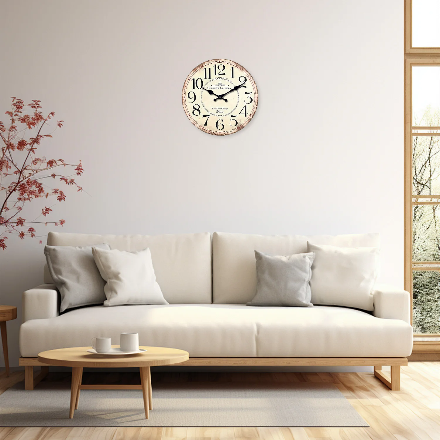French Retro Style Wooden Wall Clock with the Pattern of \
