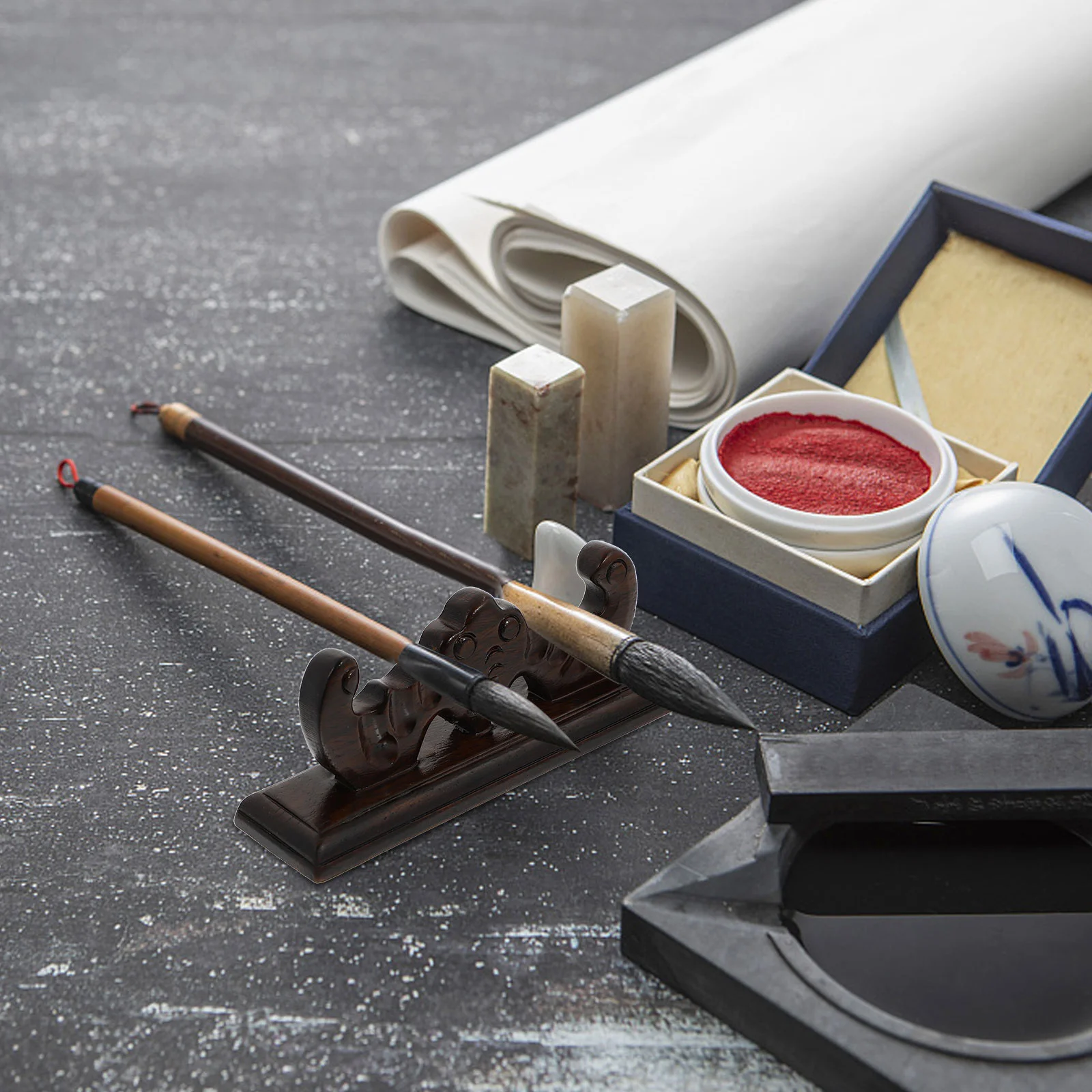 

1Pcs Wooden Pen Holder Multi-Functional Calligraphy Brush Rest for Ink Pen Sumi Writing Brush Support Storage Rack Chinese Style