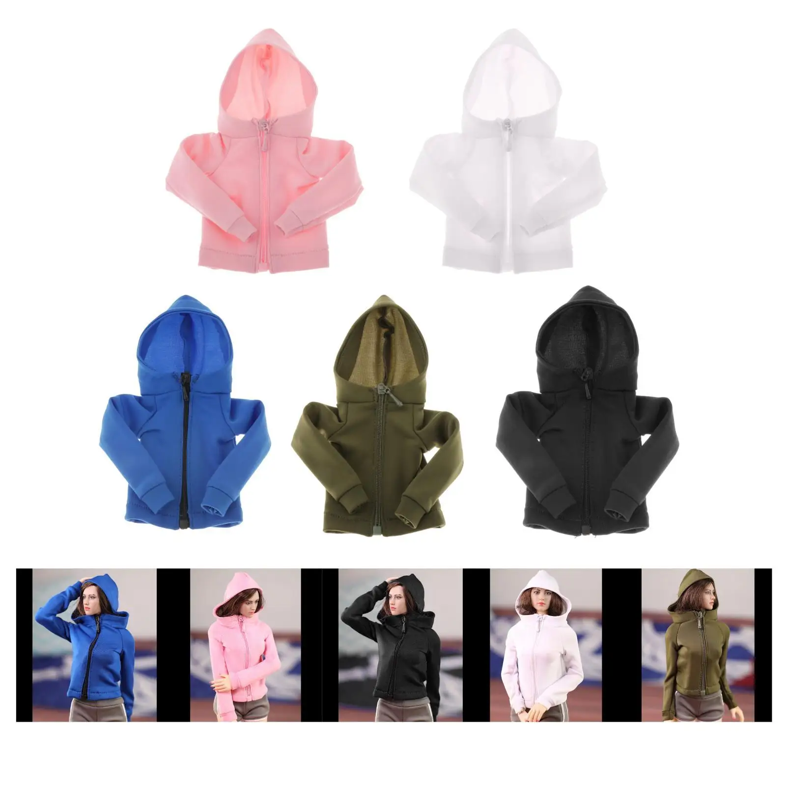 سترة نسائية بسحاب بمقياس 1/6 ملابس خارجية لشخصيات الحركة مقاس 12 بوصة وإكسسوارات الجسم