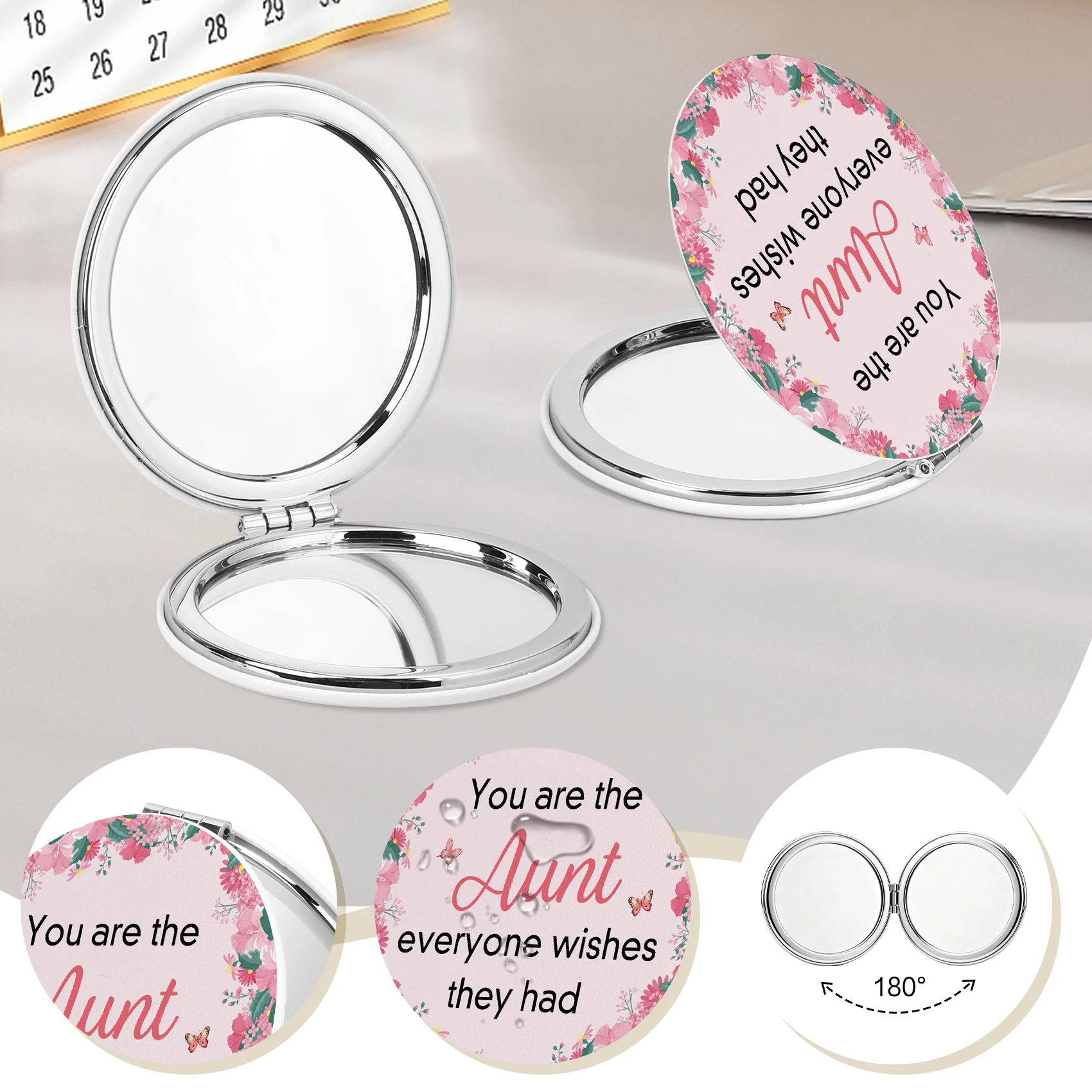 Cute Mini Pocket Makeup Mirror Cosmetic Compact Portable Mirrors Dual Sides Stainless Steel Cosmetic Makeup Mirrors