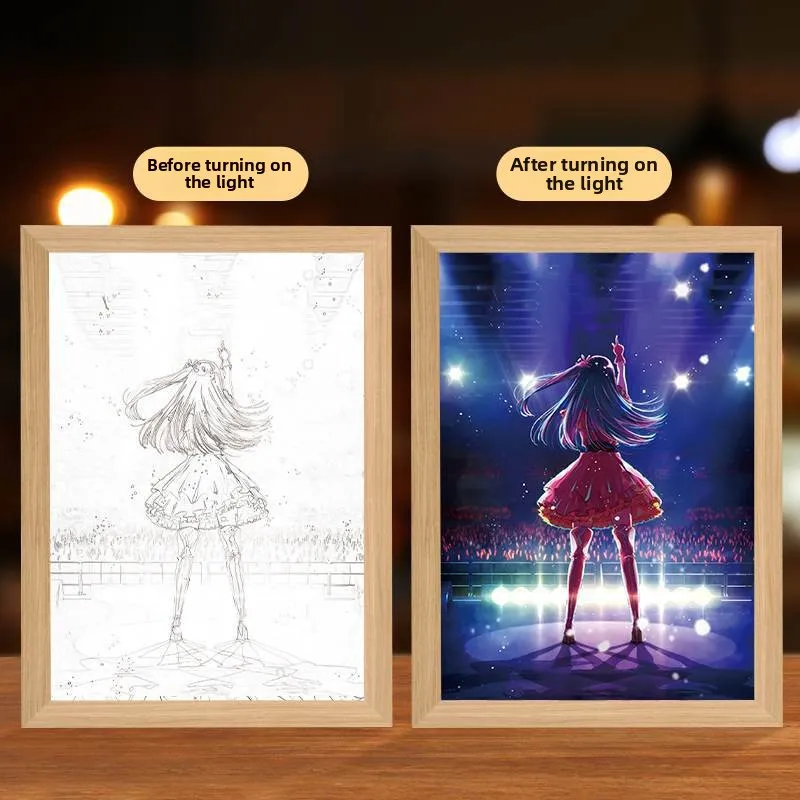 23cm/9.06in I Push The Kid 3D Anime Light Painting Led Night Lamp Wild Star Love Cartoon Led Peripherals Gift Bedroom Decoration