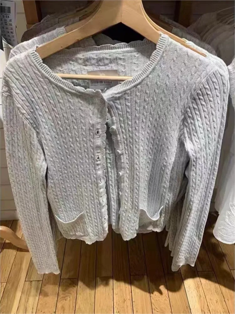 

Серый однобортный осенний женский свитер с круглым вырезом, однотонные простые топы, женские универсальные повседневные вязаные пуловеры, новинка