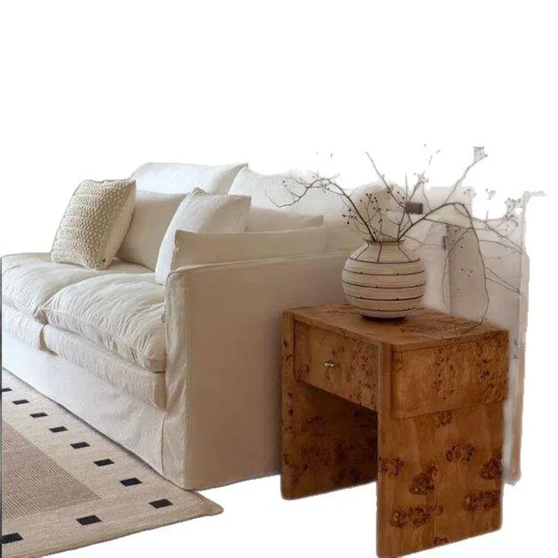 Medieval solid wood bedside table, tree tumor skin, sofa side cabinet, bedroom drawer, locker, modern minimalist edge corner