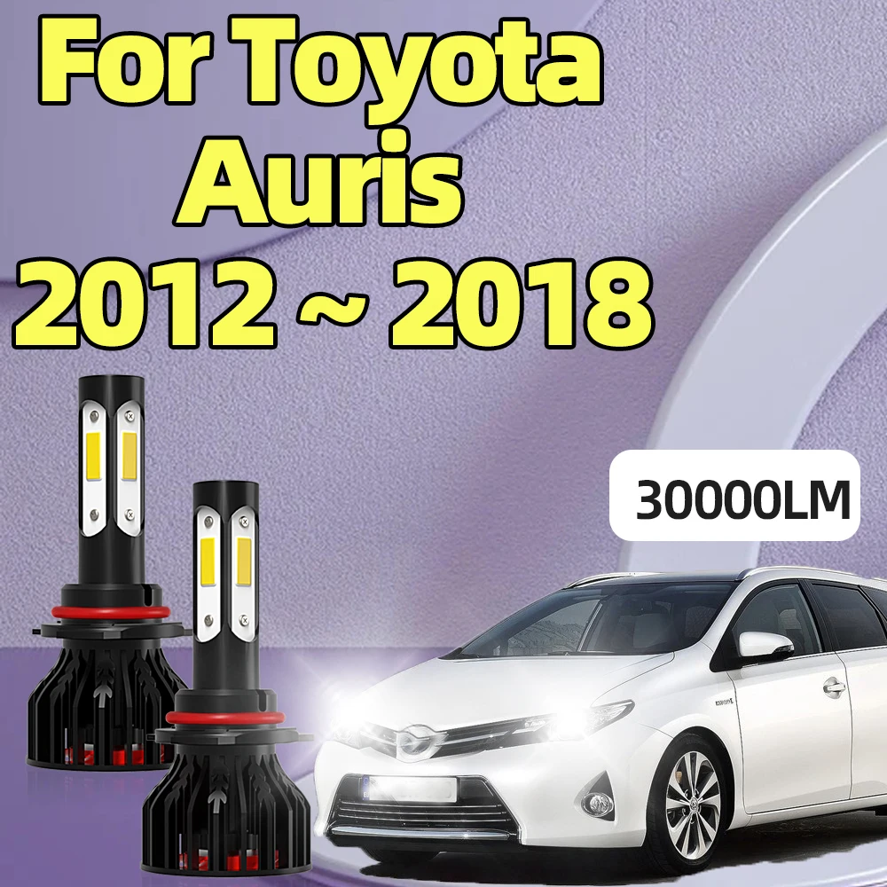 2Pcs Turbo LED CANBUS Lights 30000Lm 9012 Car Headlight 4Side Chip For Toyota  Auris  2012 2013 2014 2015 2016 2017 2018