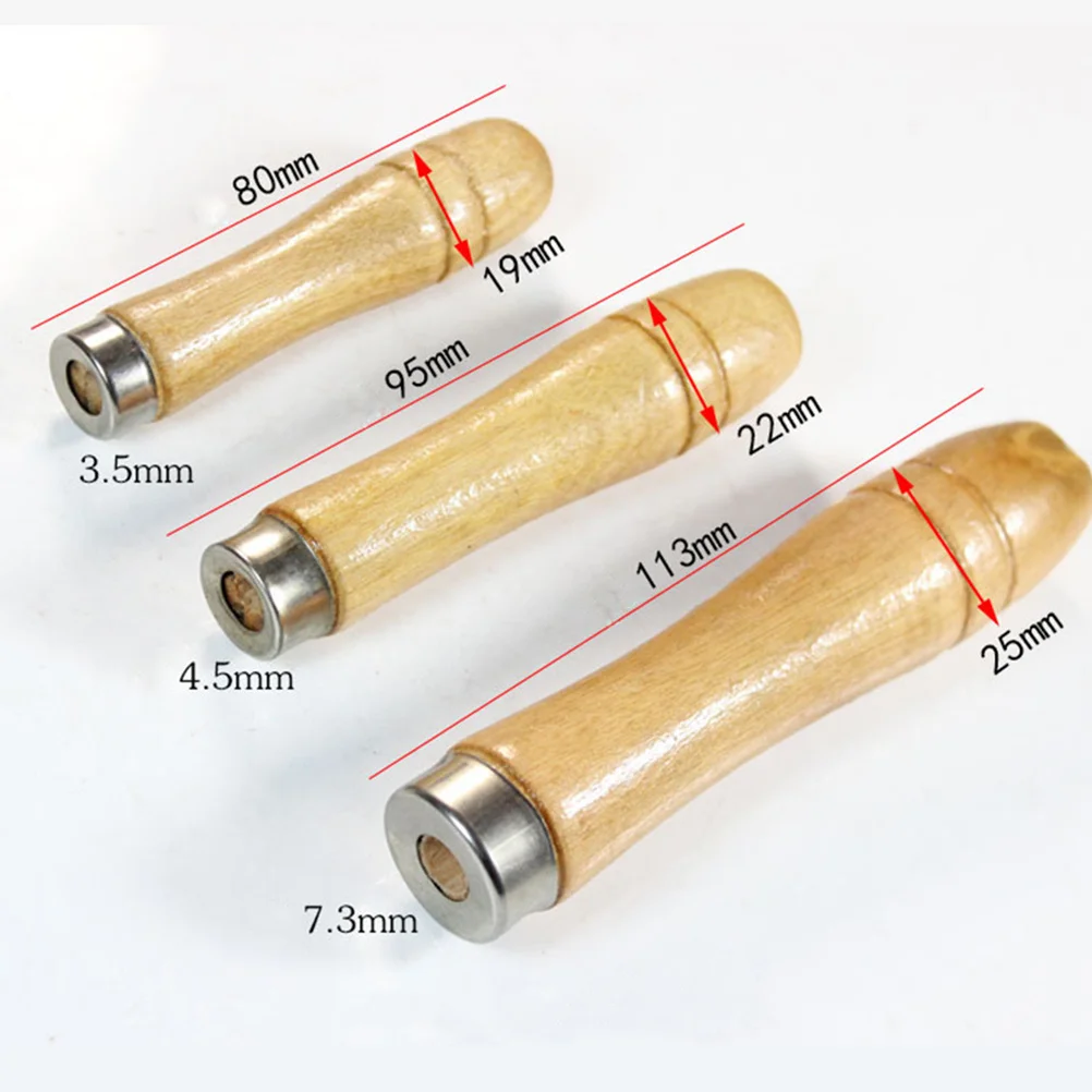 

10Pcs Wood File Handles Ergonomic Comfortable .8mm Inner Hole Metal Sleeve Secure Fit for Cutting Tools DIY Artwork