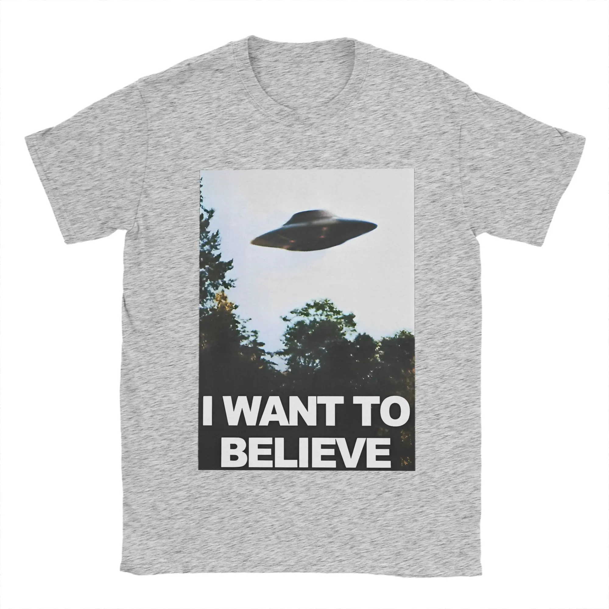 The X-Files I Want to Believe Graphic T-shirt Vintage Washed 90s Retro Sci-Fi Harajuku Unisex Oversized Short Sleeve Tee Tops