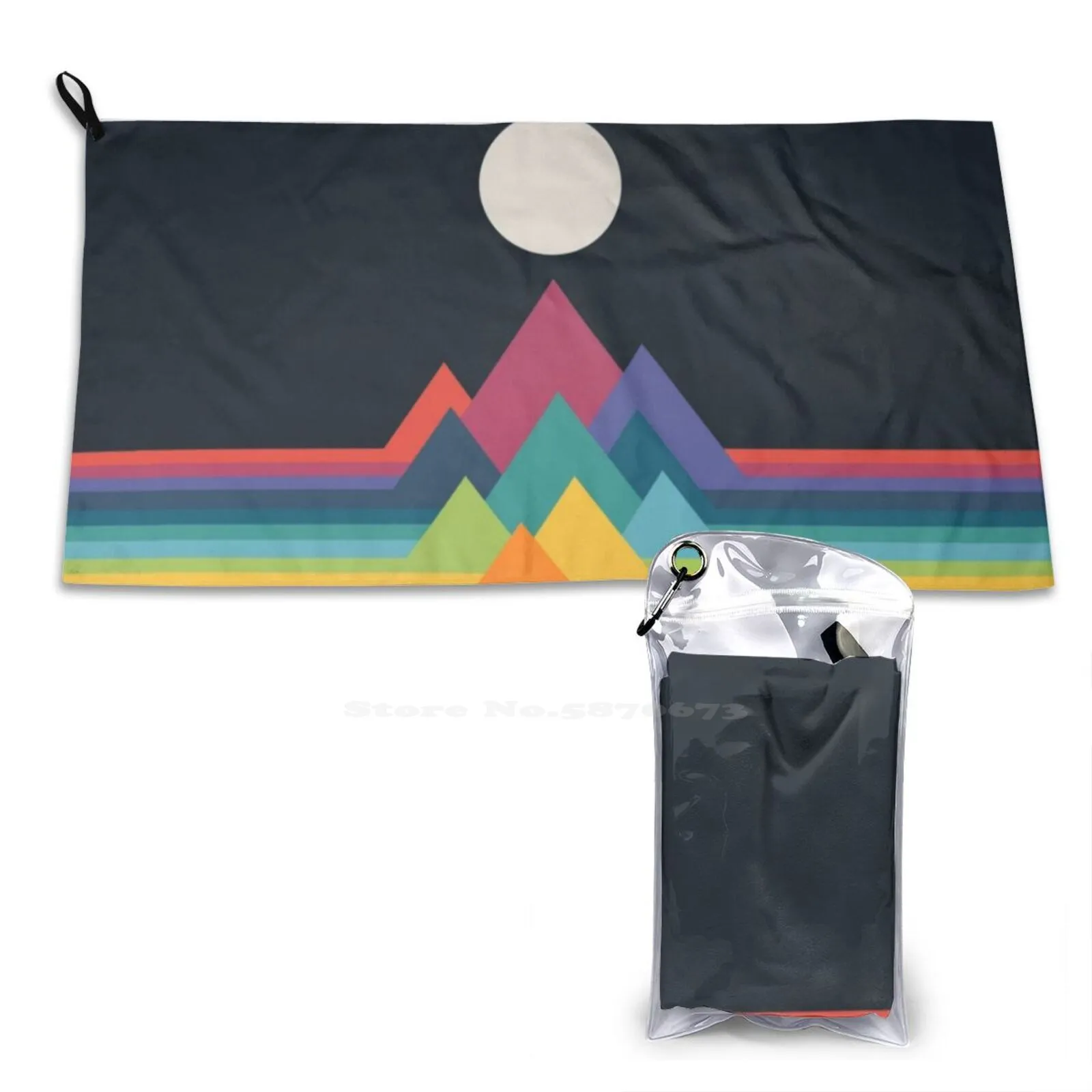 Whimsical Mountains Washcloths Bathing Face Towel Colorful Rainbow Mountains Dreams Fancy Fantasy Cool Geometric Green Red