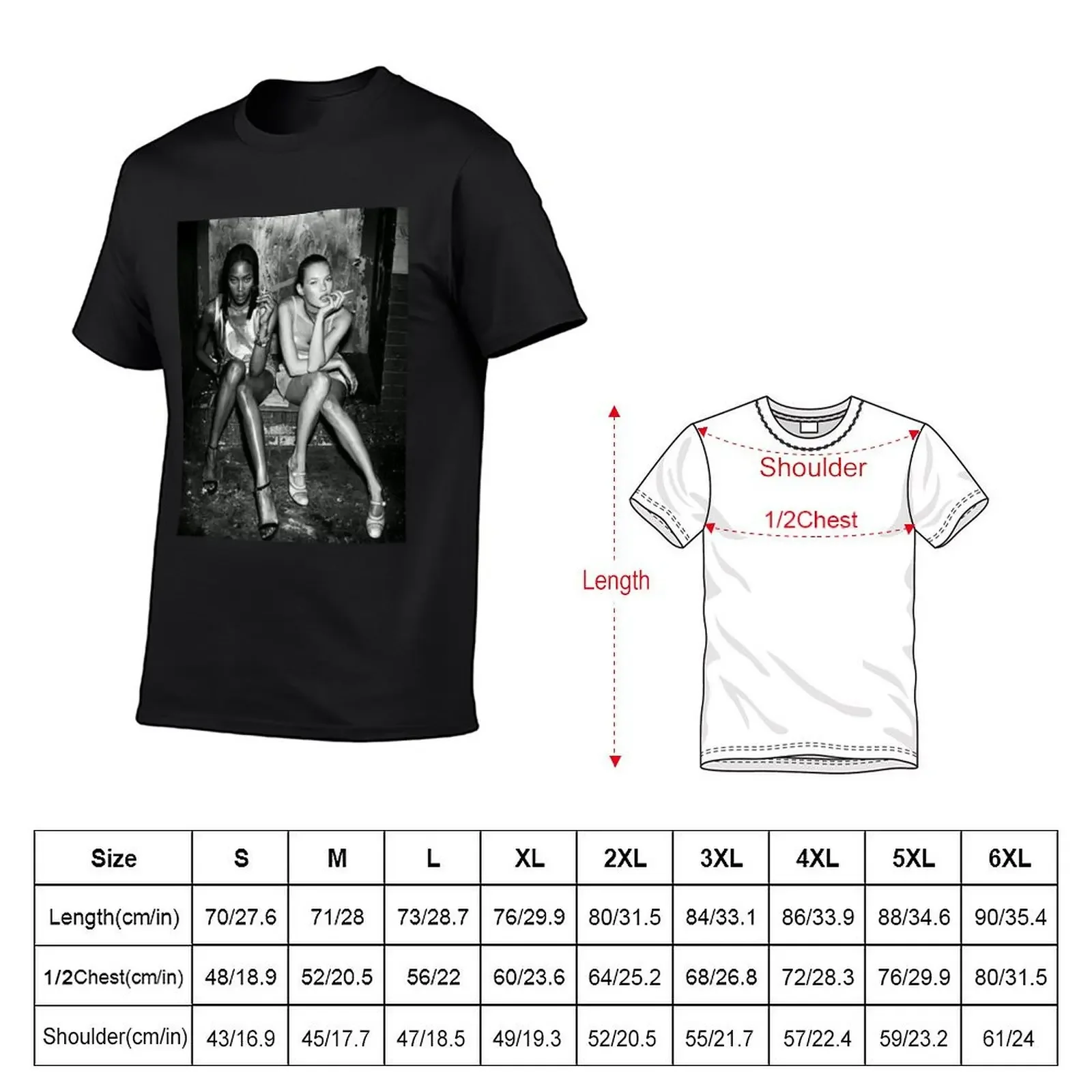 Naomi Cambell & Kate Moss T-Shirt vintage customs Aesthetic clothing T-shirts for men cotton