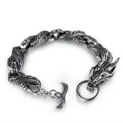 Vintage Punk Alloy Dragon Men's Bracelet Metal Chain Dragon Hand Chain Fashion Men Jewelry Accessories Gift