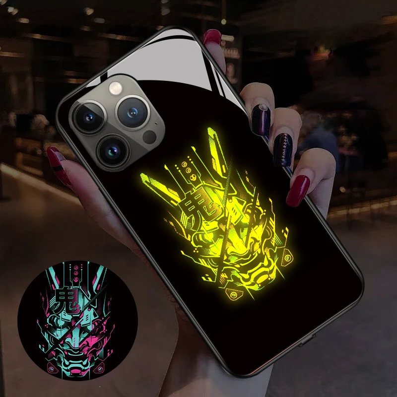 Cyber Punk Style Smart Luminous Cell Phone Cases New For Samsung s23ultra s22 s21 s20FE note20ultra note10plus A52 A53 A73 Cover