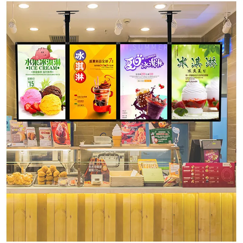 LED Super Thin Light Box Coffee Shop Restaurant Menu Board Hanging Magnetic LED Menu Display Lightbox LED Advertising Board Sign