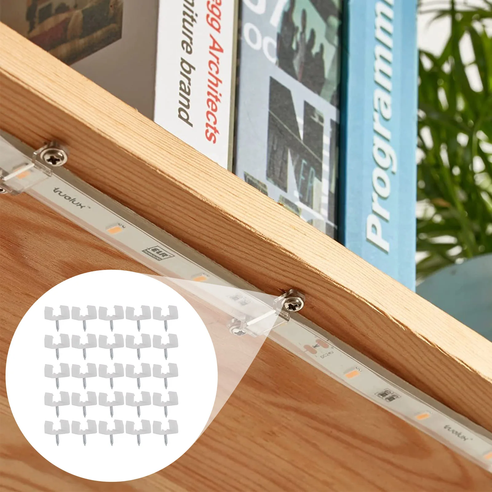 

100 Pcs LED Light Strip Clips Mounting Brackets Fixing Tools Accessories for LED Strips Lights Waterproof Kitchen Outdoor