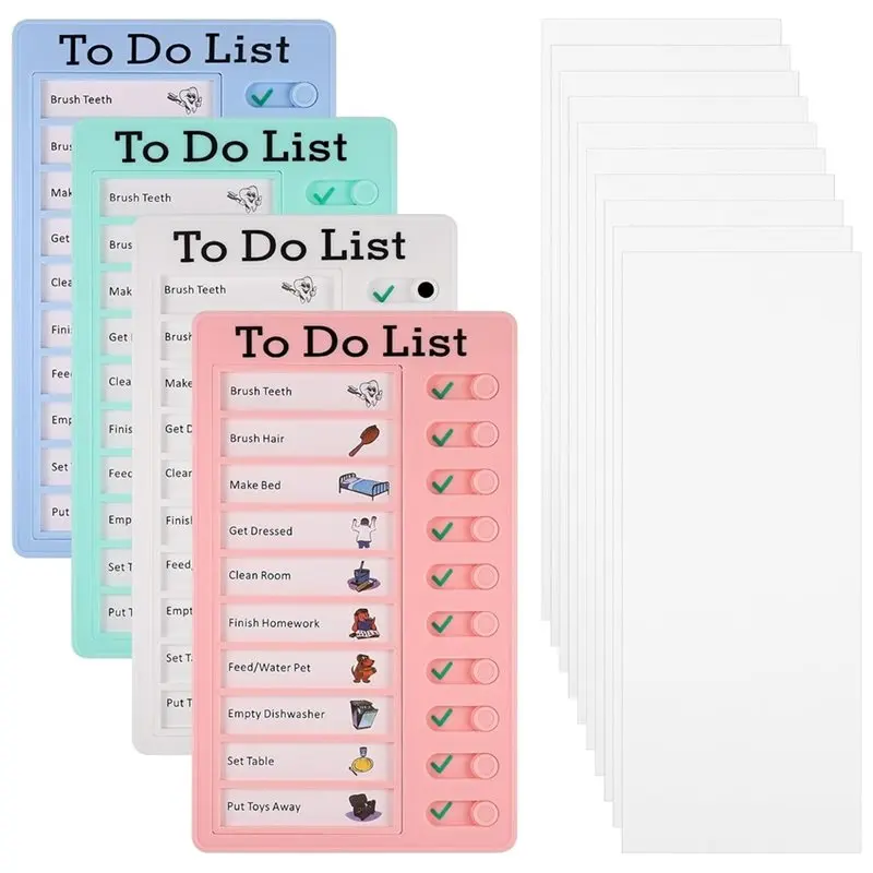 Reusable For Kids Chores Chart 4 Pcs Detachable Check List Board To Do List Board, For Home Routine For Children