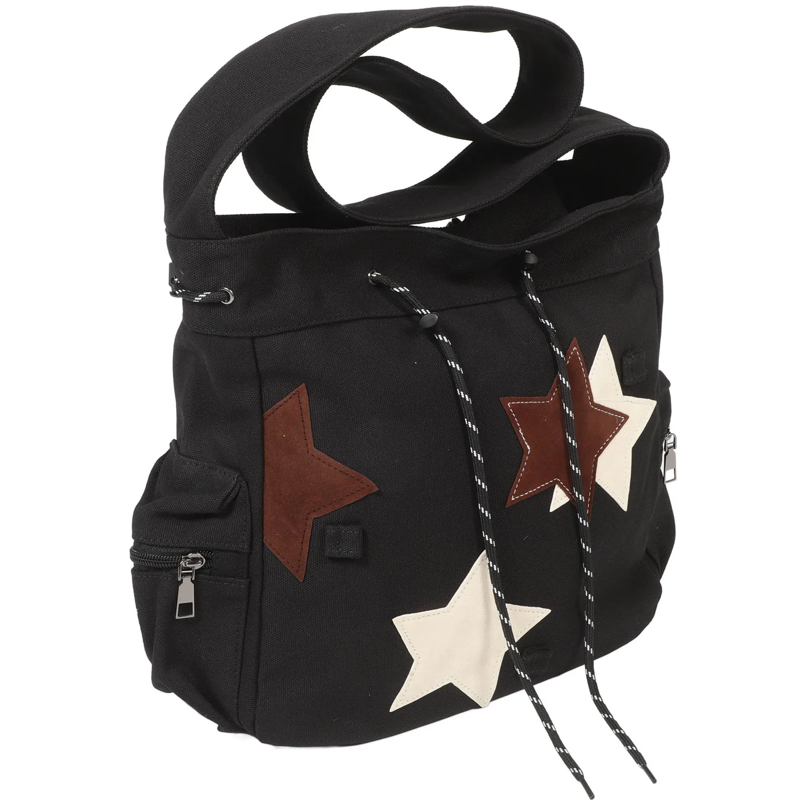 حقيبة طالب عصرية بطباعة نجوم، حقيبة ظهر ذات سعة كبيرة للمدرسة، حقيبة كتف كروس، حقيبة قماش للمراهقين والبالغين #1