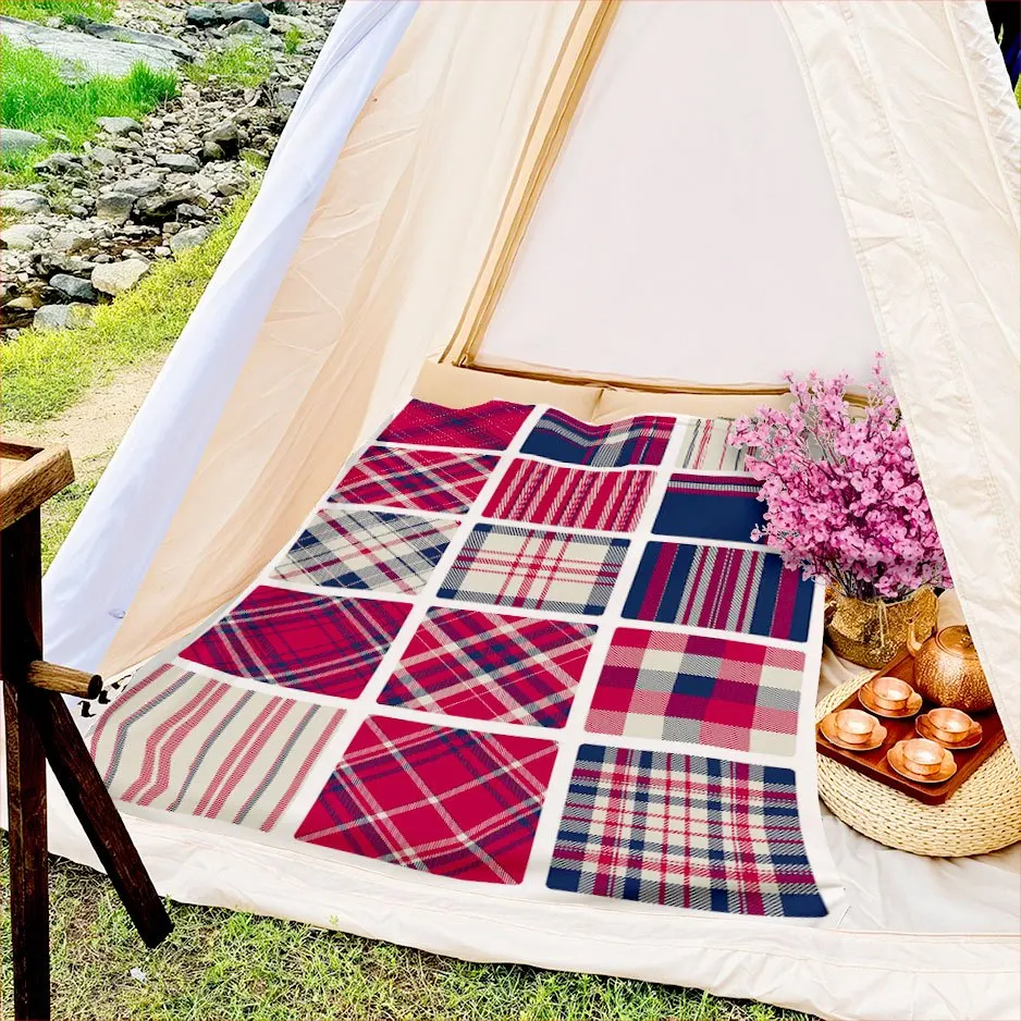 Retro Patchwork Charm Blanket Reversible Flannel Throw for Vintage Style AllSeason Comfort Cozy Cottage Gift