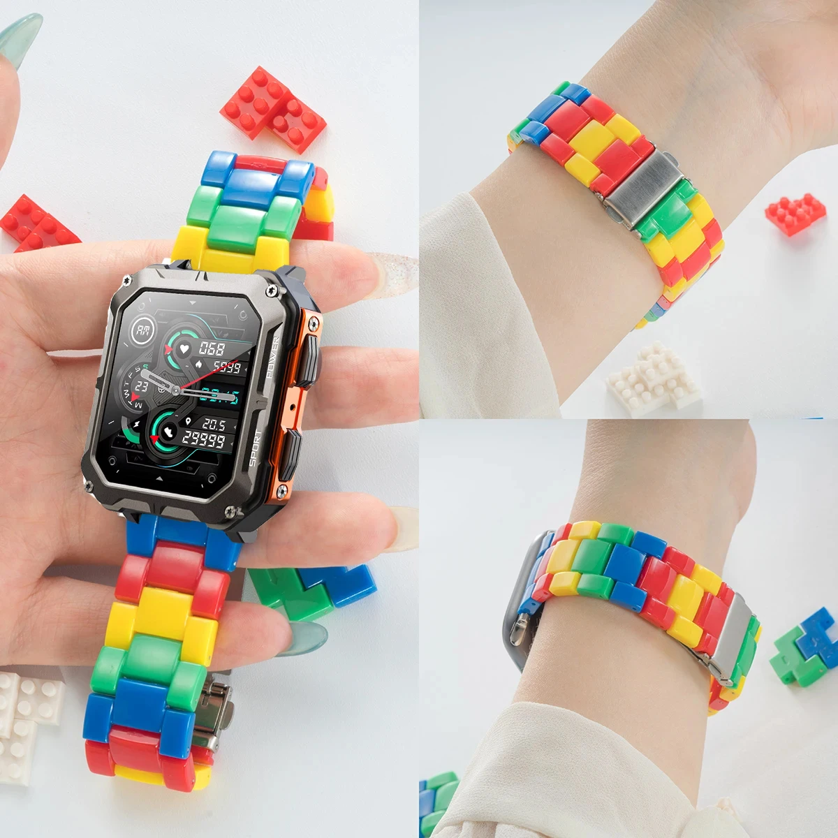 22 мм весенний ремешок из смолы Rainbow Candy для C20 Pro, аксессуары для нового смарт-часов C20 Pro/C26 C25, браслет Correa, ремешок для часов