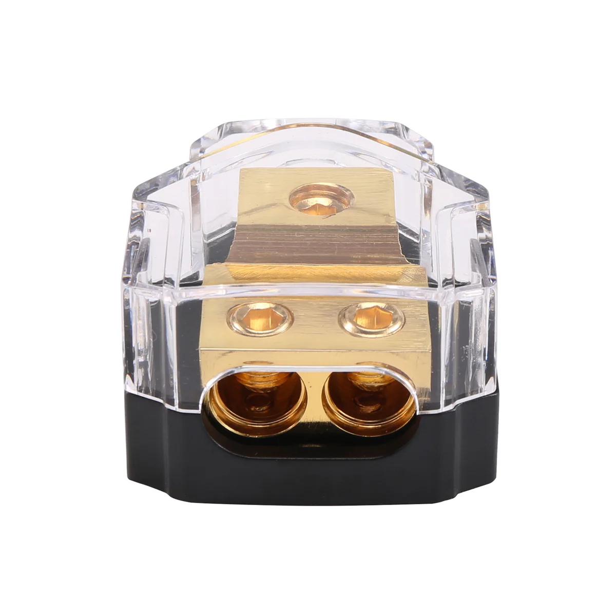 #577A Car 1 in 2 Out Way Power Ground Distributor Blocks Car Audio Splitter (Copper + plastic)