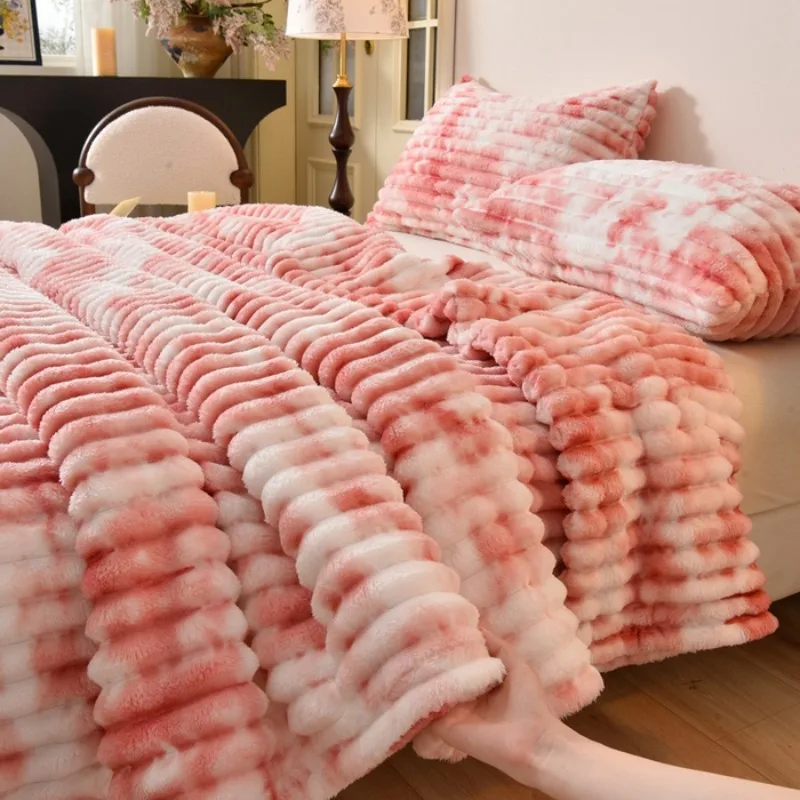 بطانية الفانيلا حجم الملكة ربيع الخريف البطانيات الدافئة ل Bedgradient اللون لينة أفخم أريكة رمي بطانية