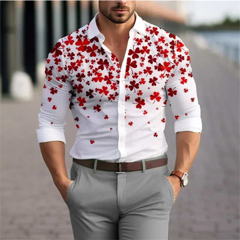 

Summer 2024 Men's Shirt Long Sleeve Music Note 3D Printed Stand Collar Single Breasted Cardigan Hawaiian Casual Men's Shirt 6XL