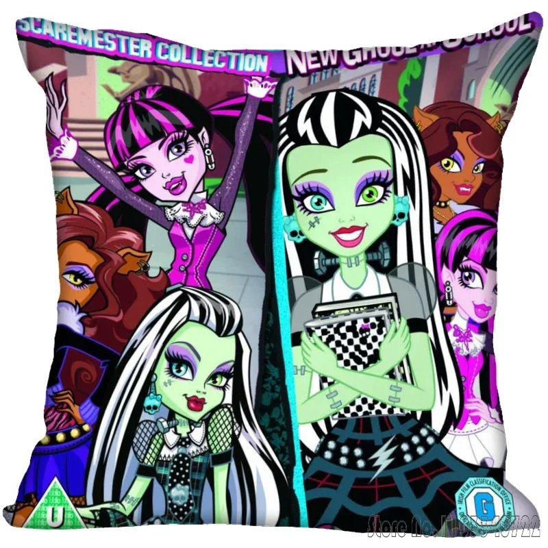 Anime Monster High Cushion Cover Plush Pillowcase Pillow Case Sofa Car Home Decor 45x45cm Kids Gift