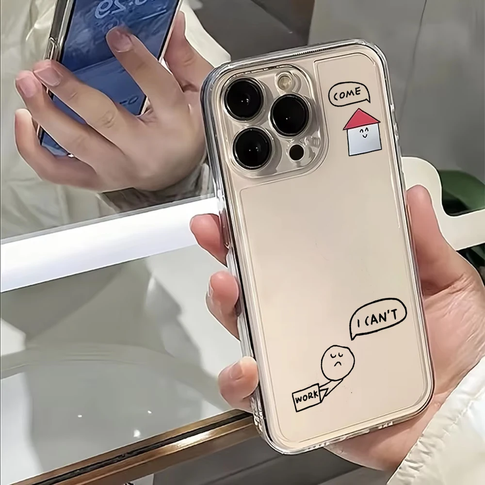 حافظة هاتف كارتونية لا تريد أن تذهب إلى المنزل للعمل لهاتف Tecno Spark Go 30C 10 Camon 40 Pova Pro itel S23 A70 4G 5G غطاء شفاف من البولي يوريثان الحراري #5