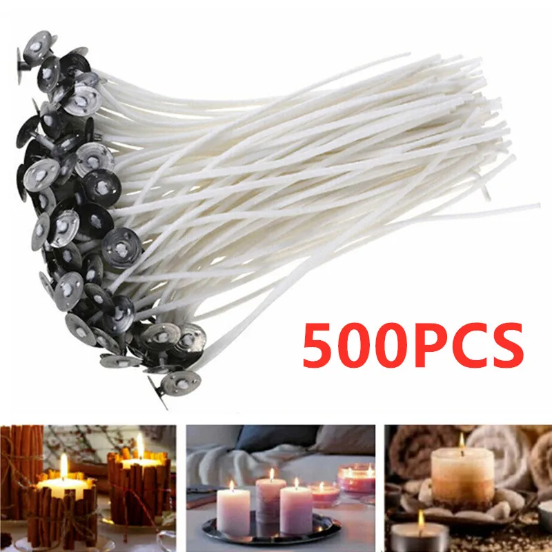 8-20cm 50 PCS/100 PCS/500 PCS Candle Wicks Smokeless Wax Pure Cotton Core For DIY Candle Making Pre-Waxed Wicks Party Supplies