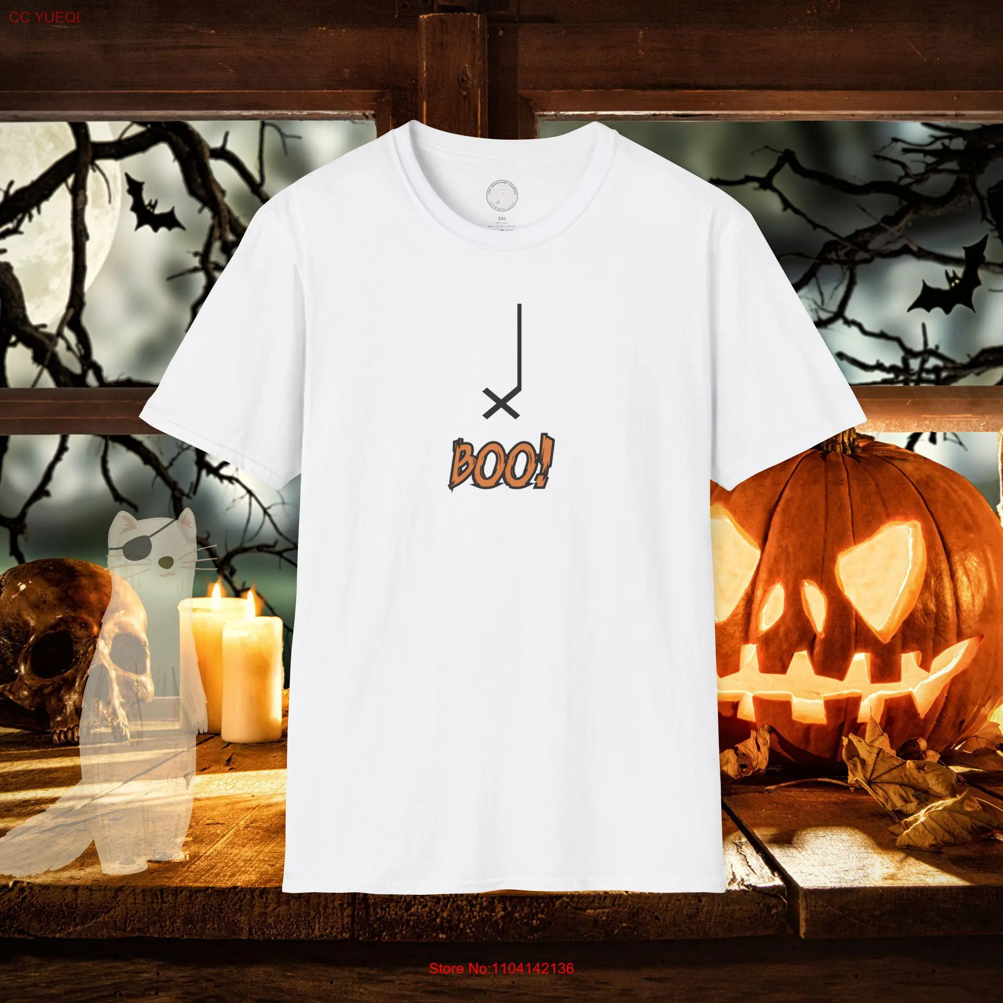 تي شيرت Boo tiful Ghost Note الموسيقي الممتع بأكمام طويلة أو قصيرة