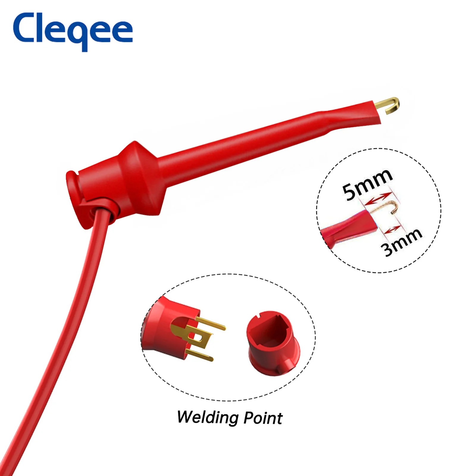 Cleqee P1045 5pcs 4mm Stackable Banana Plug to Test Hook Clip Multimeter Test Lead Electrical Test Cables 100cm Jumper Wire