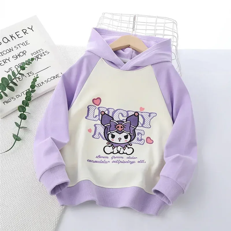 

Kuromi Anime Sanrio Ins Long Sleeve Hooded Cute Cartoon Ins Kawaii Fashion Children Shirt Clothing Lovely Gifts for Kids