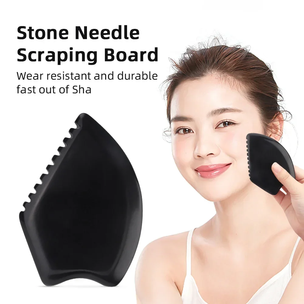 

Natural Jade Face Gua Sha Tool Crystal China Bian Shi Stone Mineral Skin Care Massager Head Comb Body Health Massage Scraper