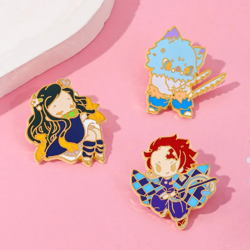 

Demon Slayer Anime Peripheral Enamel Pins Tanjirou Nezuko Inosuke Kimetsu No Yaiba Brooch Lapel Pins Jewelry Accessories Gift