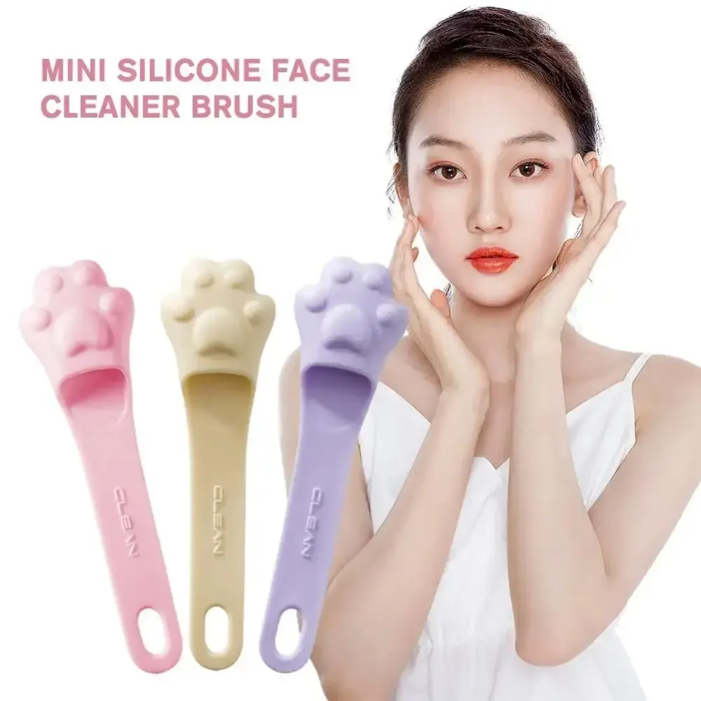 1pc Soft Bristle Cat Claw Shaped Face Cleansing Brush-Long-Handled Finger Cuff Cleansing Brush, Nose&Facial Pore Cleansing Brush