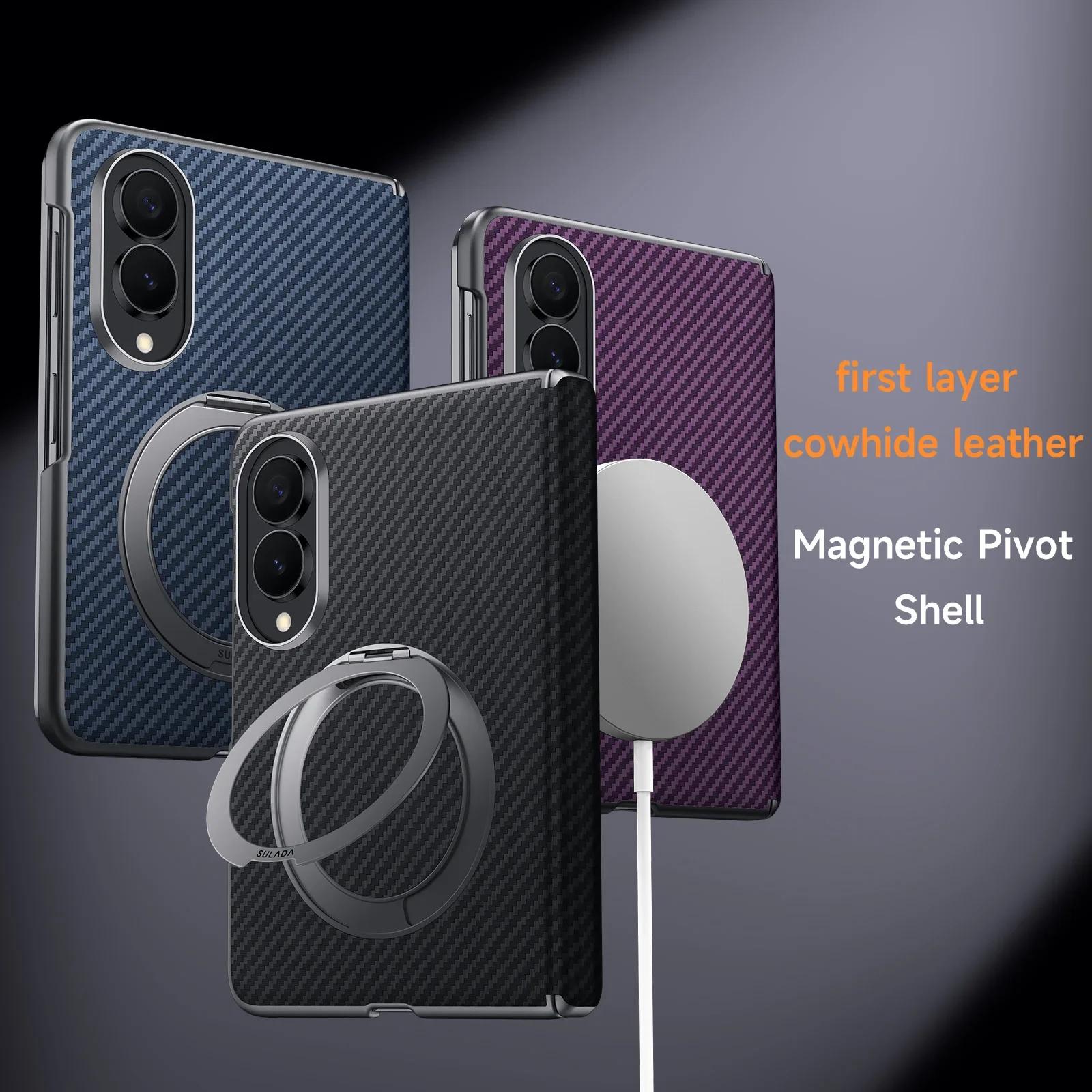 For Samsung Galaxy Z Fold 8 Case Carbon Fiber Kevlar Texture Magnetic Magsafe Stand Back Cover Phone Accessory For Z Fold8