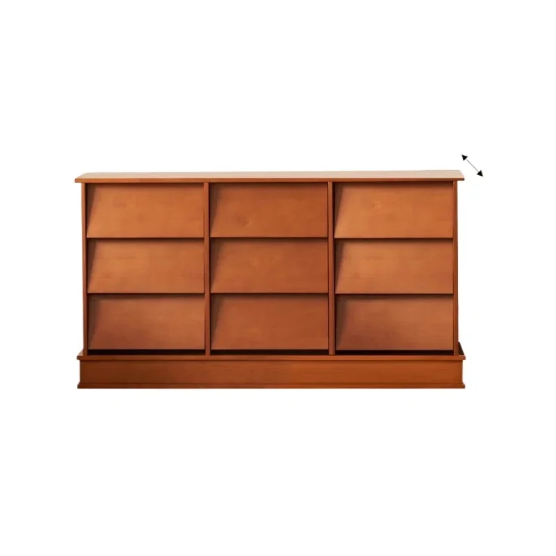 

French retro solid wood nine-bucket cabinet, antique dining side cabinet in drawer, living room furniture storage simple cabinet
